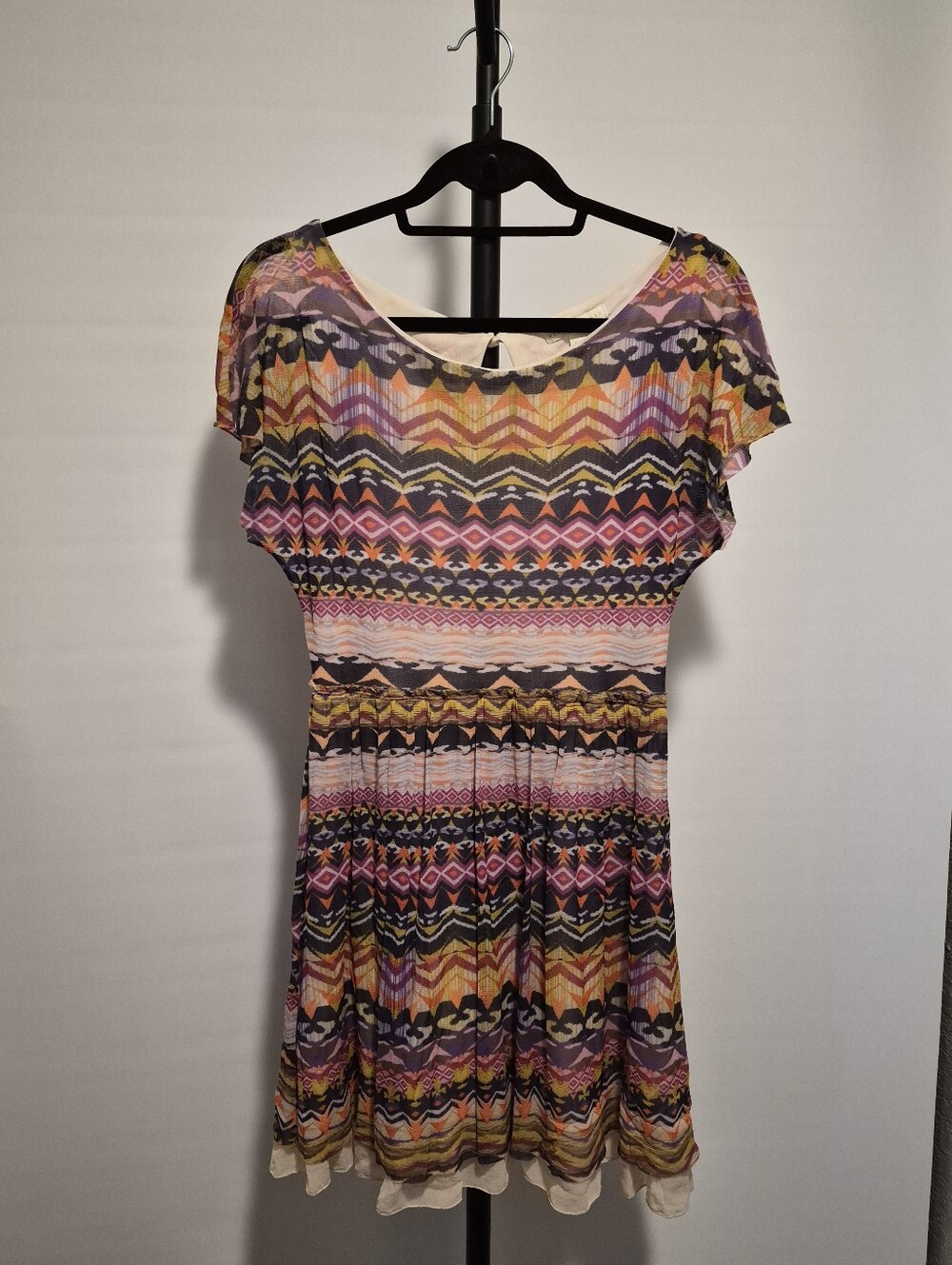 Anthropologie Weston Wear "Flared Caraz" Aztec Mesh Mini Dress, Size Small